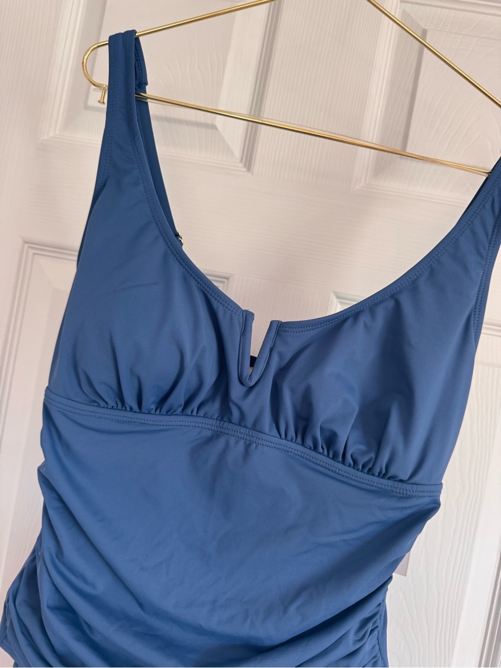 Anne Cole Blue One-Piece Swimsuit with V-Notch - Picture 2 of 9